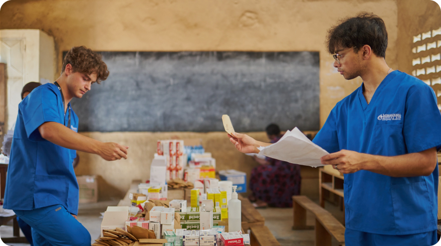 Students working in medical laboratory