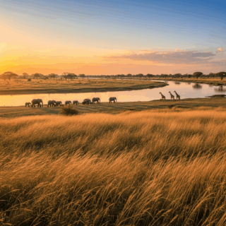 East Africa safari landscape at dawn
