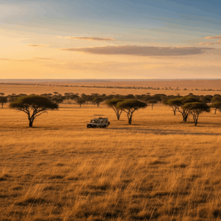 East Africa safari landscape at dawn