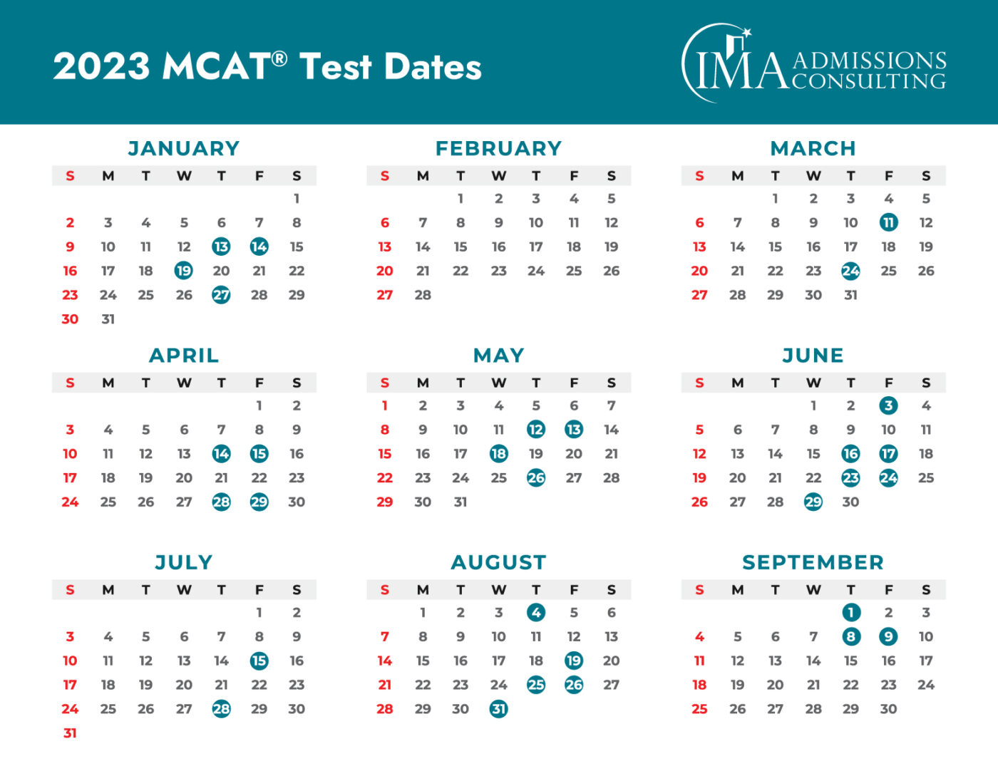 2023 MCAT Test Dates And Score Release The Definitive Guide IMA   MCAT Dates 